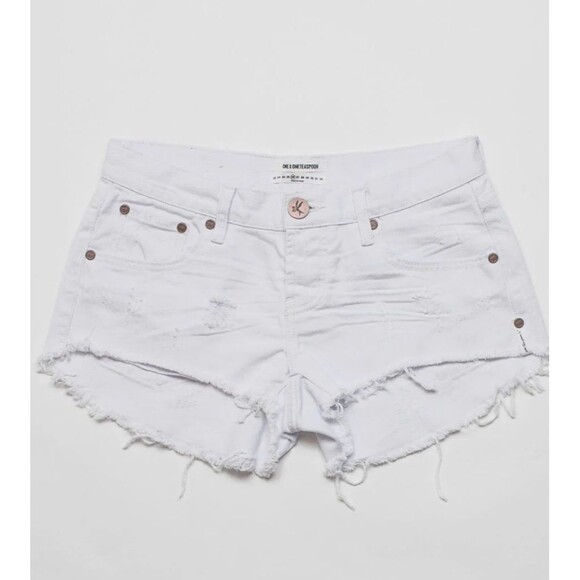 Women’s One Teaspoon Bonitas White Denim Jean Cut Off shorts Size 29 - Picture 3 of 10
